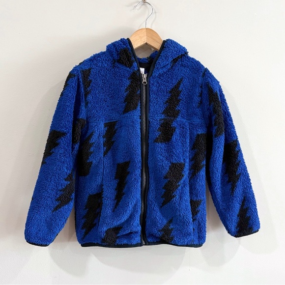 Hanna Andersson Other - Hanna Andersson Kids Lightning Bolt Fleece Hoodie Blue Cozy Kidcore
